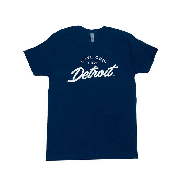 Love God Love Detroit Classic Navy Blue Unisex T-Shirt