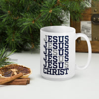 Power In The Name Of Jesus Mug-Navy/Gray Logo