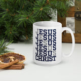 Power In The Name Of Jesus Mug-Navy/Gray Logo